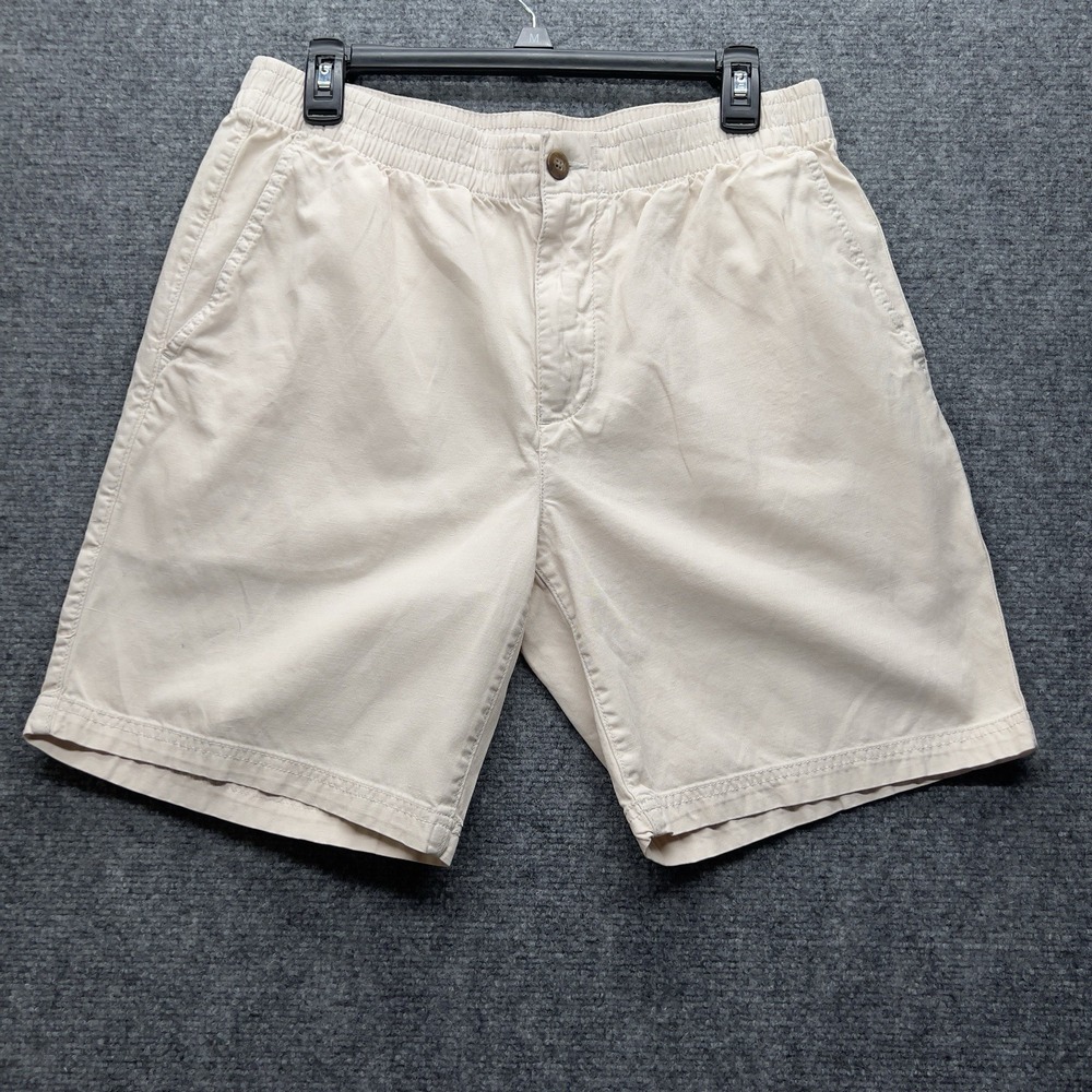 Caribbean Men Shorts Size‎ 34 Beige Elastic Waist Linen Blend Casual